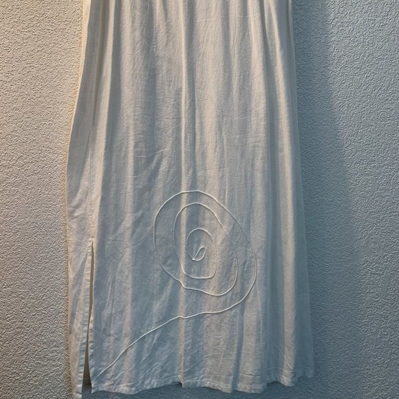 2 piece sleeveless skirt set white linen sz small - Picture 11 of 13